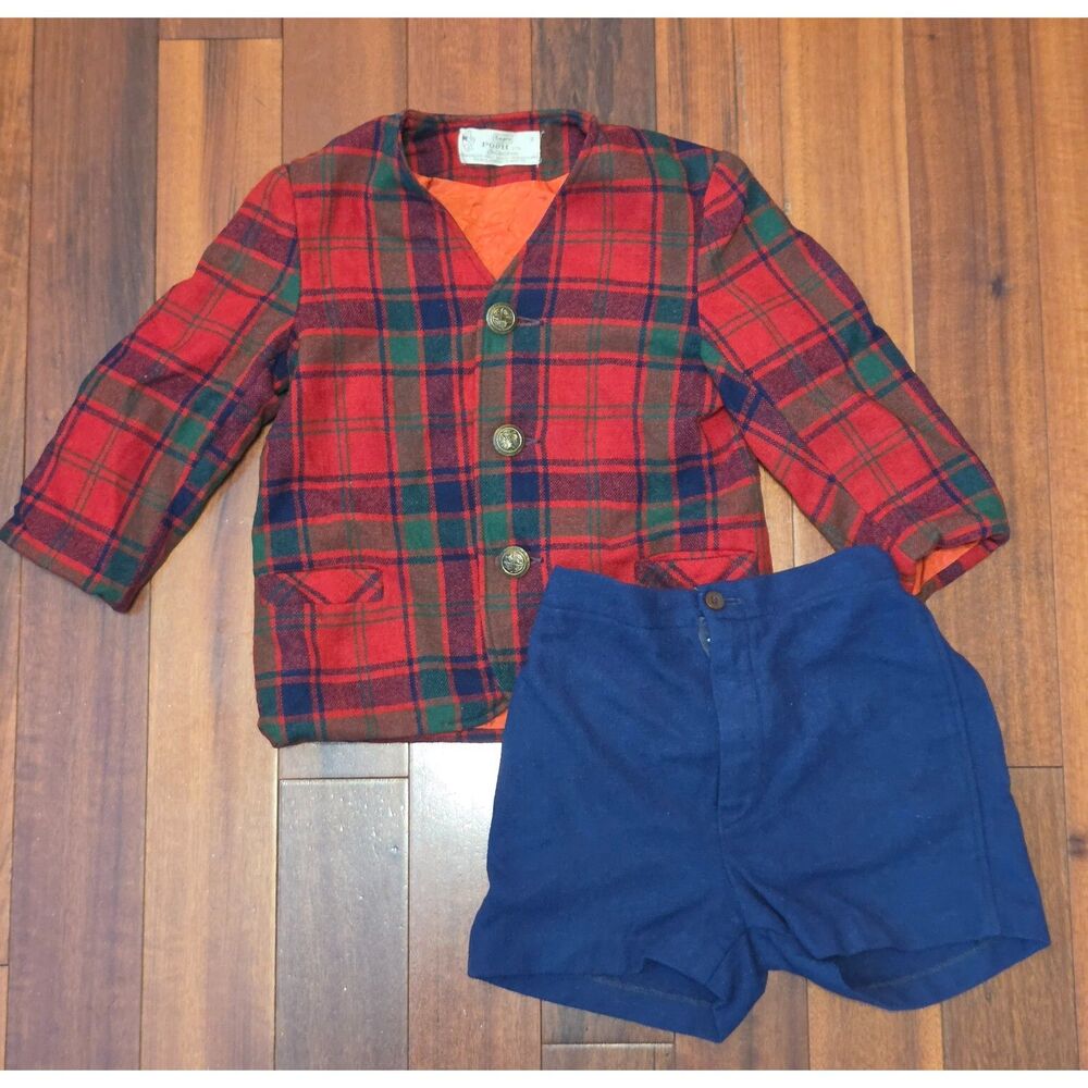 Vintage 80s Red Blue Sears Winnie the Pooh Blazer Jacket Shorts Set 3T Holiday